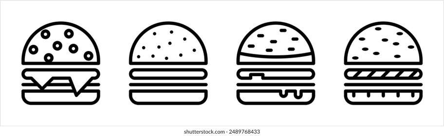 Burger Icon, Fast Food Icon, Hamburger Icon Vector Art Illustration