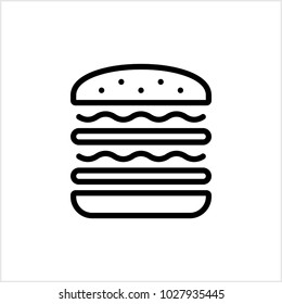 Burger Icon, Fast Food Burger Vector Art Illustration