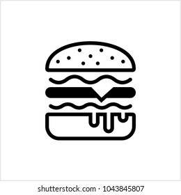 Burger Icon, Fast Food Burger Vector Art Illustration