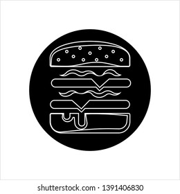 Burger Icon, Fast Food Burger Vector Art Illustration