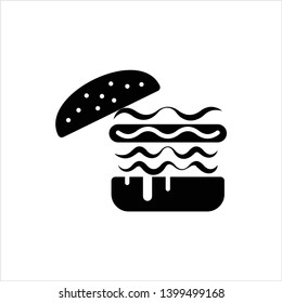 Burger Icon, Fast Food Burger Vector Art Illustration