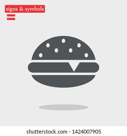 Burger icon. Fast food vector icon . Burger or hamburger sign or symbol .