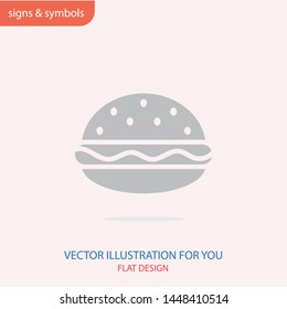 Burger icon. Fast food vector icon . Burger or hamburger sign or symbol .