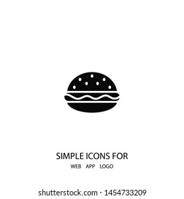Burger icon. Fast food vector icon . Burger or hamburger sign or symbol .