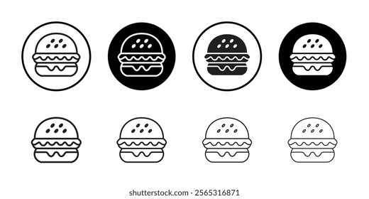 Burger icon Flat art in black and white isolated