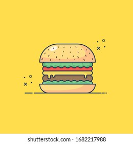 Burger icon flat design modern style