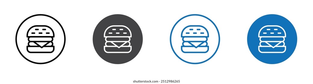 Burger icon flat editable icon mark set.