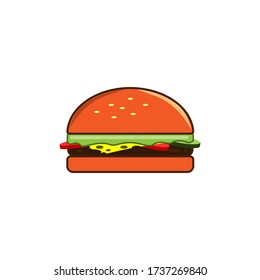 Burger-Symbol. Flachbild. Käseseburger in Vektor. Bild für Fast Food Restaurant Menü, Aufkleber, Druck auf T-Shirt oder andere.