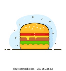 Burger icon. Flat and linear style. Vector icons.