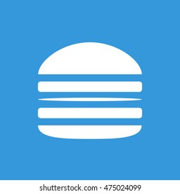 Burger icon flat on a blue background. Vector, eps 10