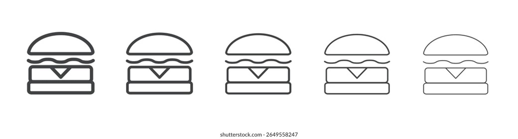 Logotipo de contorno simple plano del icono de la hamburguesa
