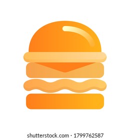 Icono de hamburguesa en estilo de icono plano con color naranja degradado para menú de restaurante o aplicaciones de comida