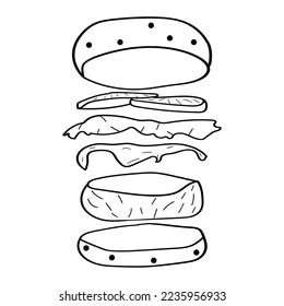 Burger icon in flat style. Hamburger icon on white isolated background. Cheeseburger business concept.