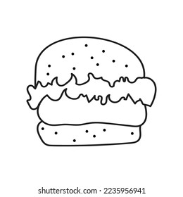 Burger icon in flat style. Hamburger icon on white isolated background. Cheeseburger business concept.