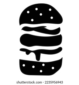 Burger icon in flat style. Hamburger icon on white isolated background. Cheeseburger business concept.
