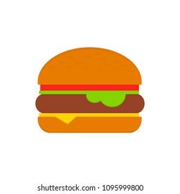 burger icon in flat style isolated vector illustration on white transparent background