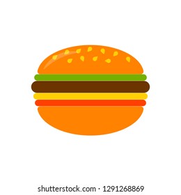 Burger icon in flat style izolated on white background. Vector illustration