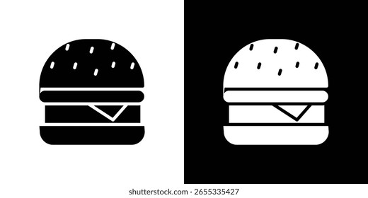 Icono de la hamburguesa en versión plana sobre fondo blanco y negro