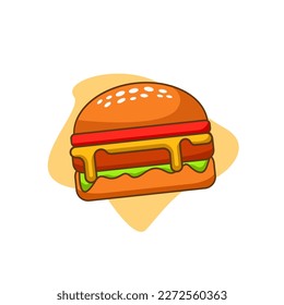 Burger icon food vector with melted cheese floating cartoon. Perfect for designers and marketers looking to add appetizing visuals to their projects