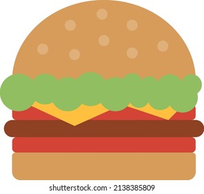 Icono de hamburguesa. Bollos frescos con carne y verduras. Símbolo de comida rápida