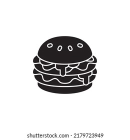 burger icon glyph style design. burger icon vector illustration. isolated on white background.