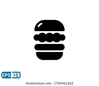 burger icon in glyph style isolated on white background. EPS 10