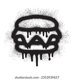 Burger icon graffiti with black spray paint