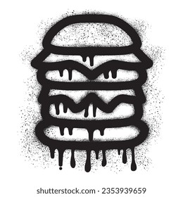 Burger icon graffiti with black spray paint