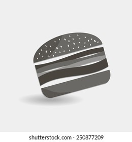 Burger icon in grey color creative flat concept poster