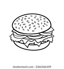Burger icon. Hamburger, isolated on white background. Vector illustration
