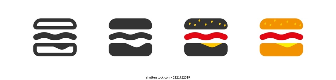 Burger icon. Hamburger simple illustration. Sandwich sign. Fastfood symbol in vector flat style.
