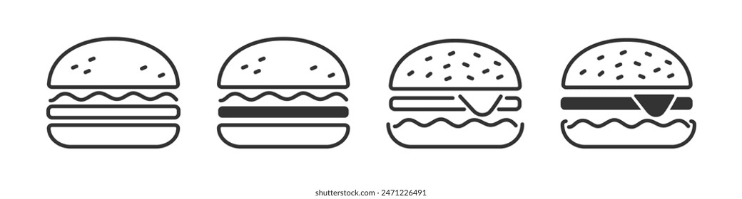 Burger-Symbol. Hamburger-Symbol. Vektorillustration.