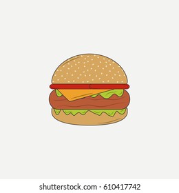 Burger icon. Hamburger. Vector illustration.