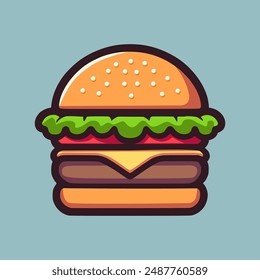 Burger Icon Illustration In Cartoon Style