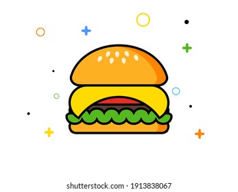 Burger icon illustration in flat style. Vector illustration EPS 10 vector. - Vector graphics