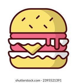 Burger icon isolate white background vector stock illustration.