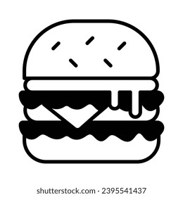 Burger Symbol einzeln auf weißem Hintergrund Vektorgrafik.