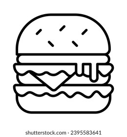 Burger icon isolate white background vector stock illustration.