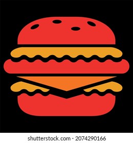 burger icon isolated on black background, Modern and editable burger icon. Simple icons vector illustration
