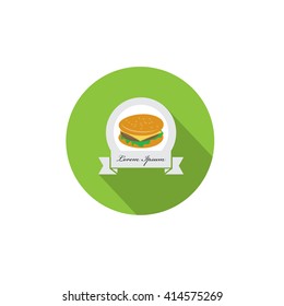 Burger Icon - Isolated On Circle Background - Vector Illustration, Graphic Design. Food Concept