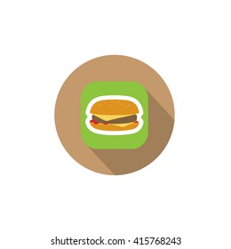 Burger Icon - Isolated On Circle Background - Vector Illustration, Graphic Design. Food Concept