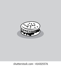 Burger Icon - Isolated On Gray Background - Vector Illustration, Graphic Design. Food Concept