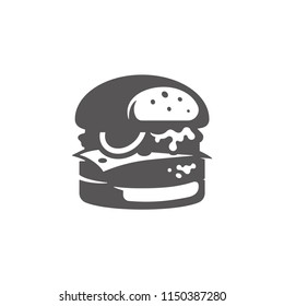 Burger icon isolated on white background vector illustration. Street fast food vector graphic silhouette.