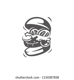 Burger icon isolated on white background vector illustration. Street fast food vector graphic silhouette.