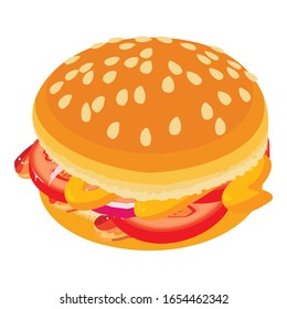 Burger icon. Isometric illustration of burger vector icon for web