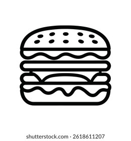 Burger Icon with Layered Ingredients and Sesame Seed Bun for Fast Food