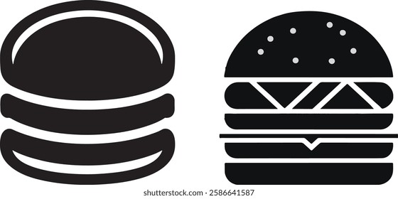 burger icon line art  set of vector