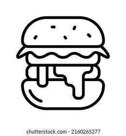 Burger Icon. Line Art Style Design Isolated On White Background