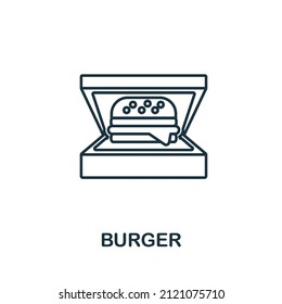 Icono de hamburguesa. Elemento Line de la colección take. Signo de icono de Burger lineal para diseño web, infografías y más.