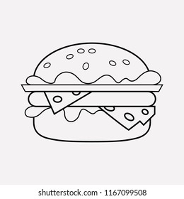 Elemento de línea de icono de hamburguesa. Ilustración vectorial de la línea de iconos de la hamburguesa aislada en fondo limpio para el diseño del logotipo de la aplicación móvil web.